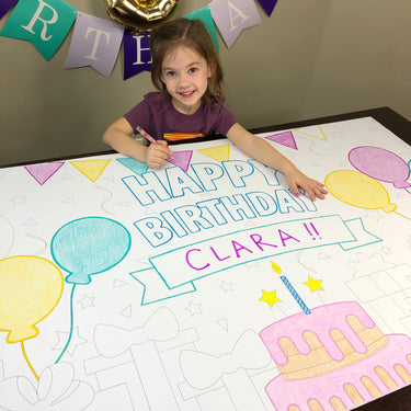 Birthday Bash Coloring Banner